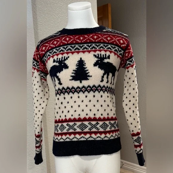 Vintage Ralph Lauren Holiday Christmas Fair Isle Red & Navy Olympics Sweater - Picture 3 of 16